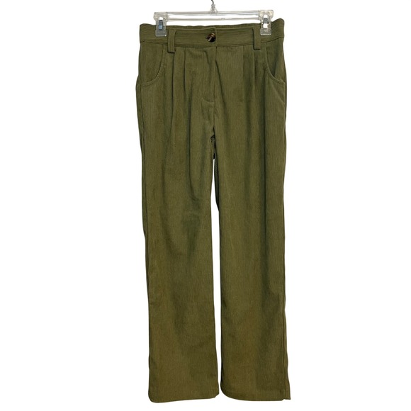 HALARA Pants - Halara Pants Green Corduroy High Waisted Pleated Pockets Green Small Casual